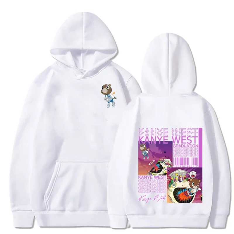 Autumn and winter casual mens sportswear graduate bear reversible printed hooded sweatshirt W250408