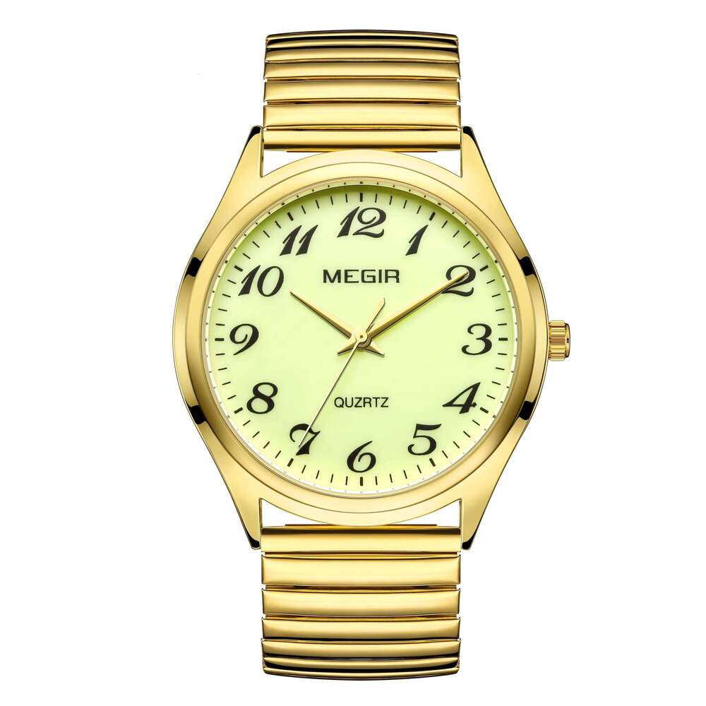 DHwatches MEGIR 1088 Senior Watch - Large Dial Easy-Read Watch for Elderly, Stainless Steel Band, Quartz Movement, 30M Waterproof