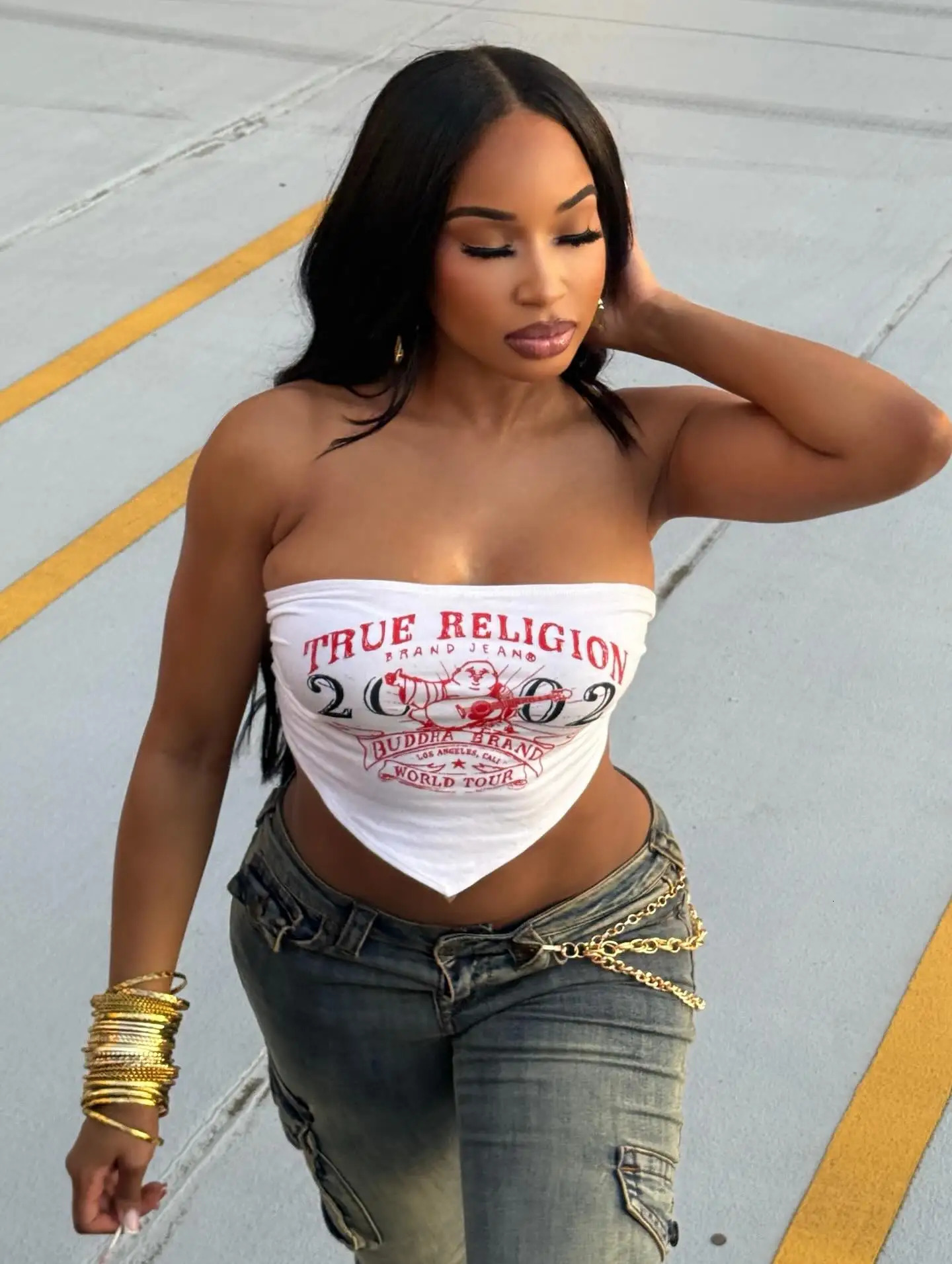 Summer Buddha Graphic T Shirts Fashion Top Printed Women Y2K Cropped Tank Tops Tees Sexy 2025 Sweatshirts Streetswear Clothes 250728