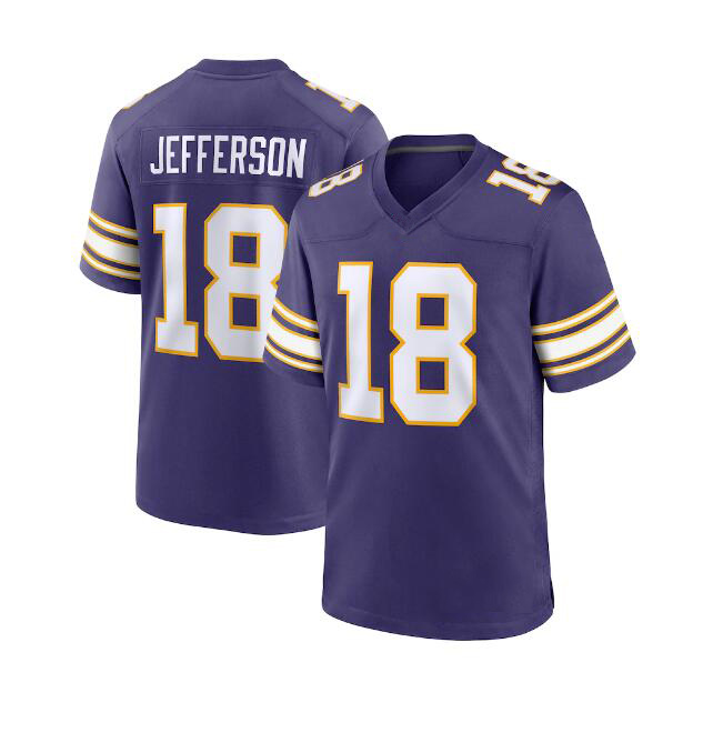 Vikingss Football Jerseys 18 Justin Jefferson 9 McCarthy 12 Max Brosmer 8 Sam Howell 11 Brett Rypien 32 Ty Chandler 36 Zavier Scott Custom Football Jerseys