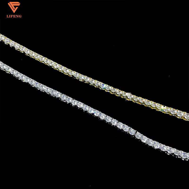 Wholesale Hip Hop Jewelry Fashion Iced Out Sterling Sier Moissanite Dia Tennis Chain Moissanite Necklace for Men Women