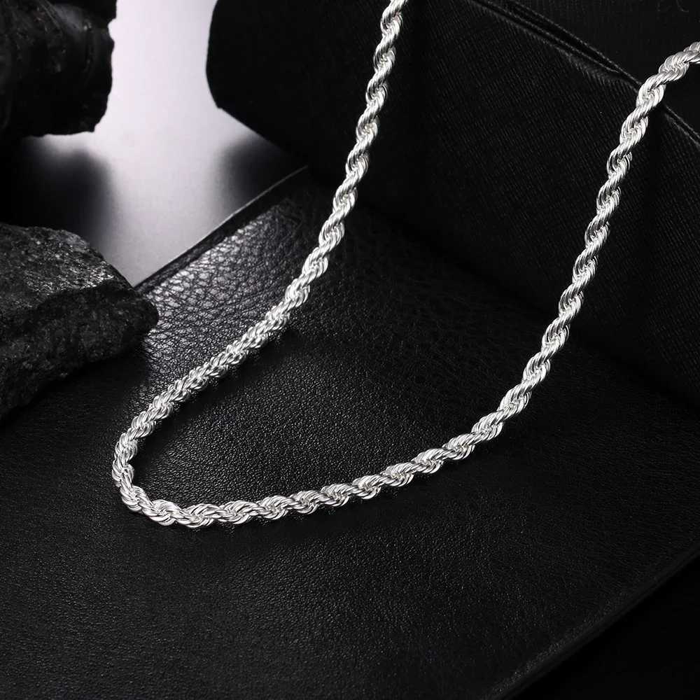 Hot Charms Fine 4MM Rope Chain 925 Sterling Silver Necklaces for Women Men Classic Fashion Jewelry Wedding Party Holiday Gifts XJ250708
