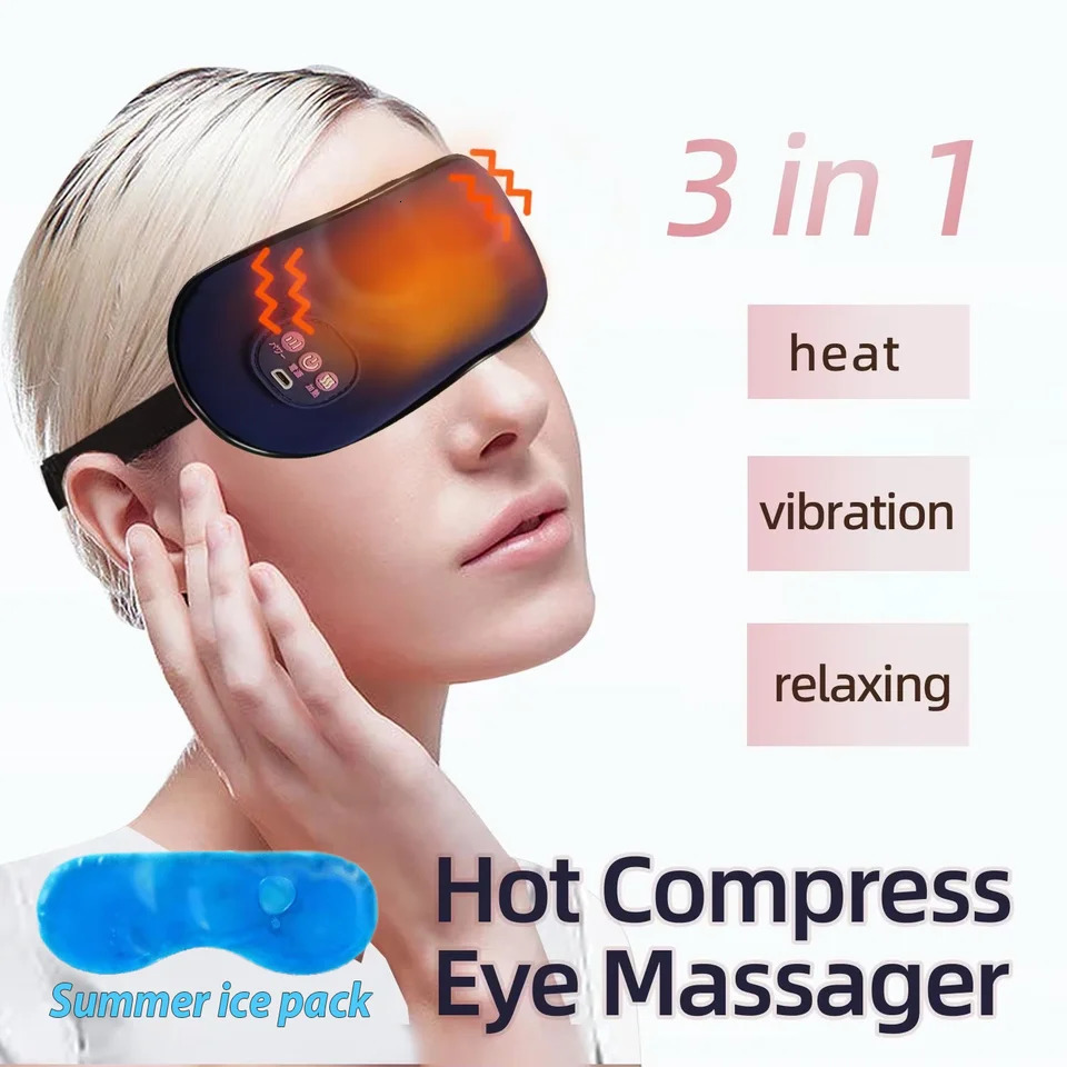 Ice Massage Eye Mask Electric Heating Eye Massager Relieve Eye Fatigue Dark Circles Sleeping Mask Eyeshadow 250726
