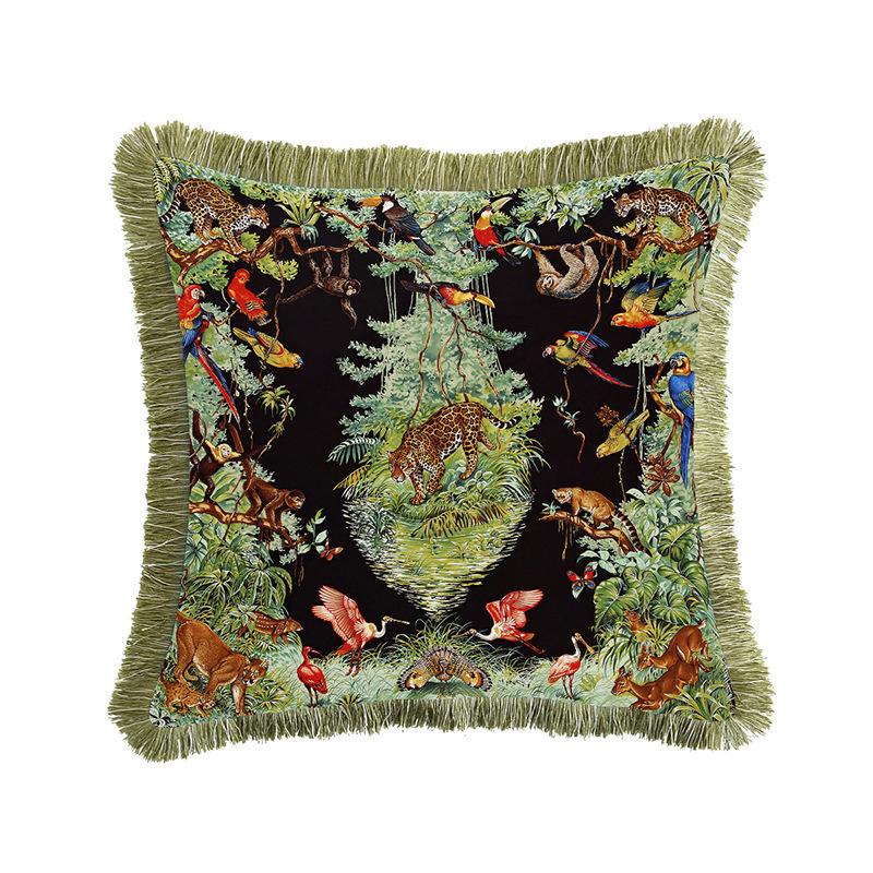 European leopard series sofa decoration pillow model room Bay bay window car tassel cushion with core waist pillow 250728