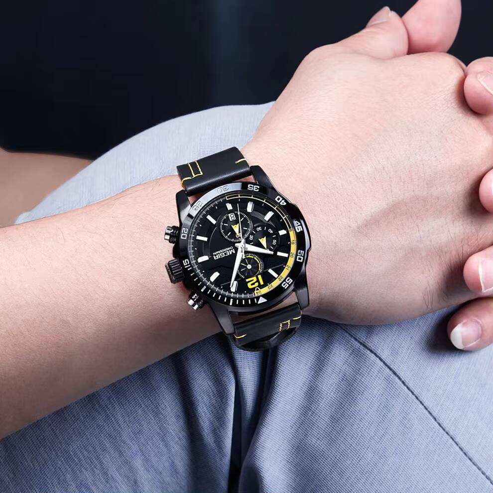MEGIR Men's Oversized Sports Chronograph Watch - 53mm Silicone Strap, Waterproof, Luminous, Quartz - Bulk Wholesale Watch