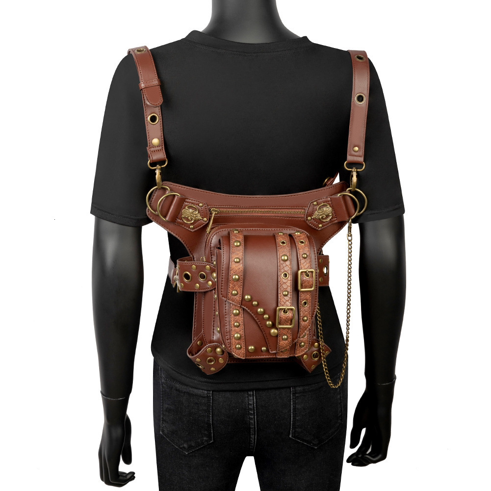 Punk Rock Motorcycle Chain Women's Shoulder Crossbody Men's Waist Bag ddmymoon