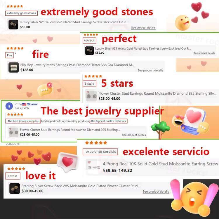 New Men's Accessories Hip-Hop Moissanite Personality Round Gold-Plated Stud Earrings