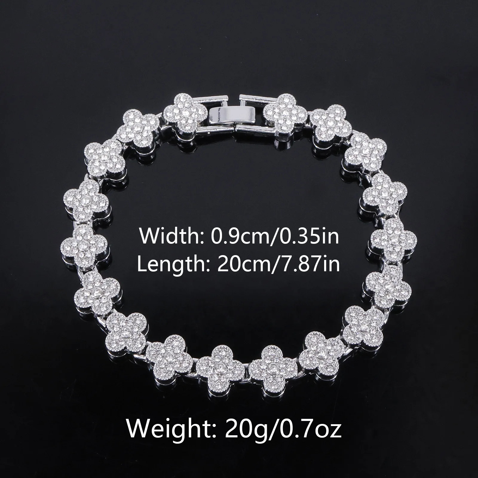 ZAKOL 20/50CM Hip Hop Four-leaf Flower Tennis Chain Bracelet Necklace for Women Men Iced Out Buling Rhinestone Rock Punk Jewelry 250722