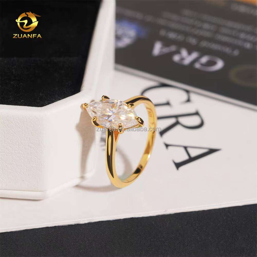 Drop Shipping Prong Setting Fiance Elegant Bridal Wedding Jewelry Sier Marquise Moissanite Dia Engagement Ring