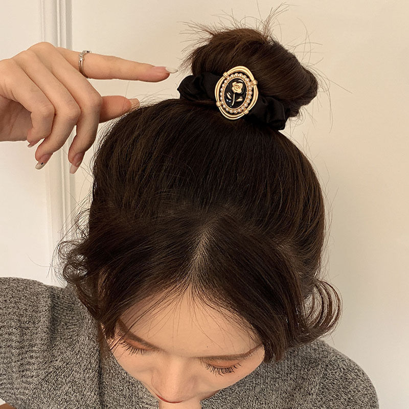 Black Hair Tie for Women Elastic Hair Band Simple High Elasticity Durable Hair Accessory 250728