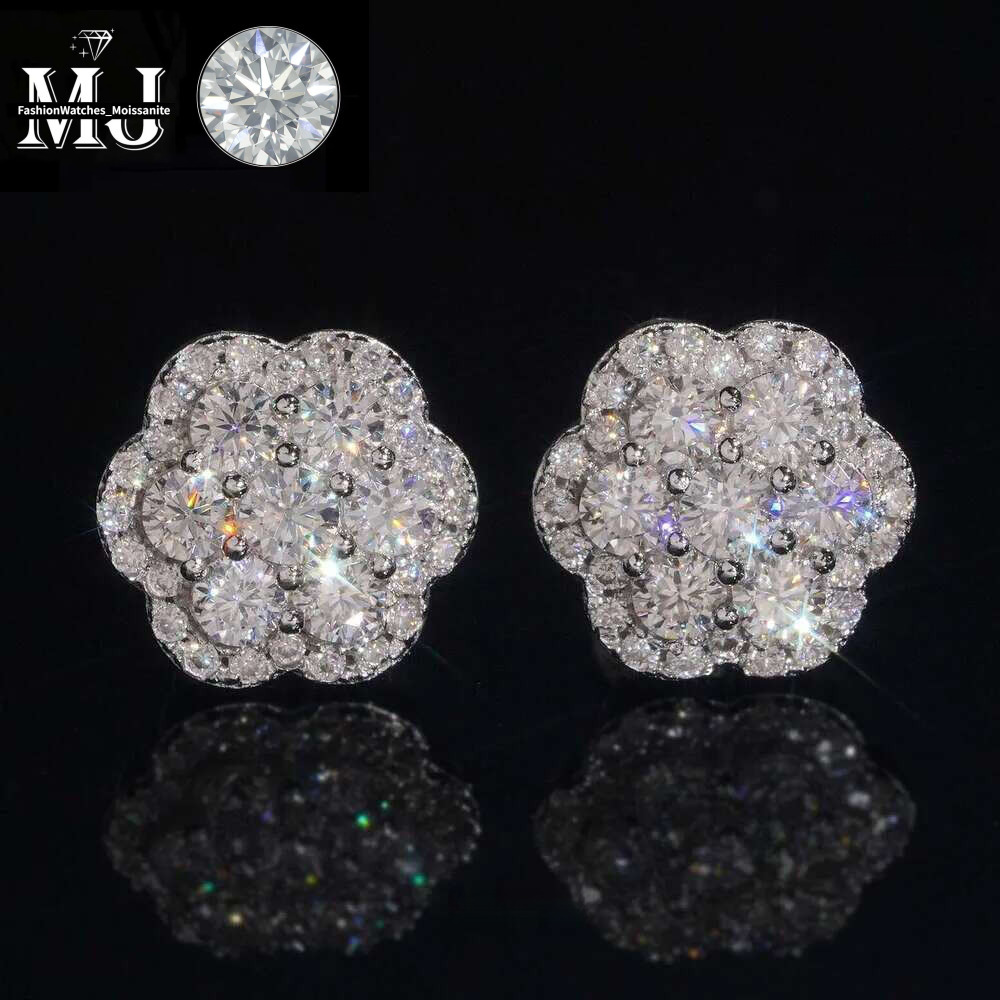 Elegant Dazzg Trendy wer 10MM Moissanite Dia Ear Studs For Men Women Hip Hop Jewelry Fine Earrings 10K Solid Gold