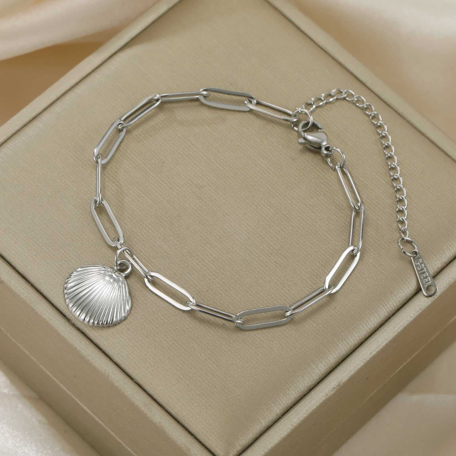 Cazador Sea Shell Double Chains Bracelets for Women Stainless Steel Summer Beach Holiday Jewelry Hand Bracelet Trend 2025 New W250728