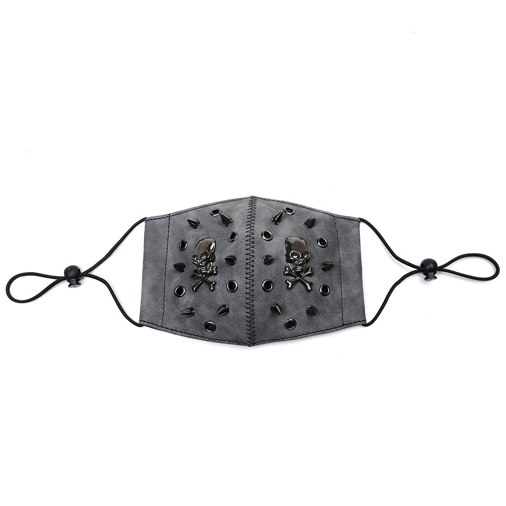 Halloween Party Prom Props Punk Rock Ear Hanging PU Leather Skull Mask ddmymoon