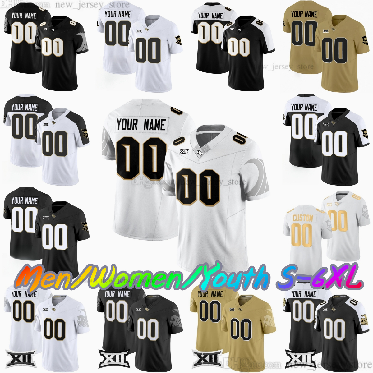 2025 Custom S-6XL UCF Knights College Football Jersey 1 KJ Jefferson 2 Tayven Jackson 7 Duane Thomas Jr. 11 Jacurri Brown 80 Trent Whittemore EJ Colson Stitched Jerseys