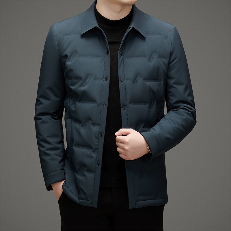 free shipping Lightweight down jacket for men in autumn and winter suitable for business and leisure with a white duck down warm shirt collar and oute