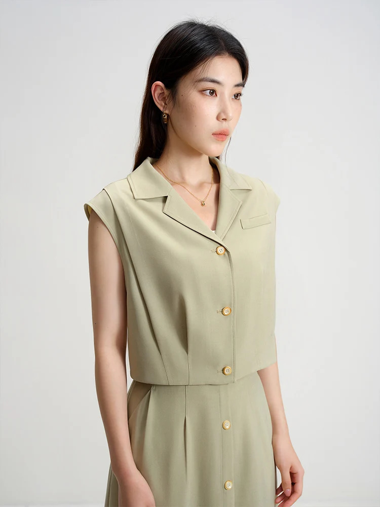 Dushu Womens Vintage Summer Women Suit Sleeveless Top Long Versatile Casual Skirt Fashion 24DS82774 24DS82831 250709