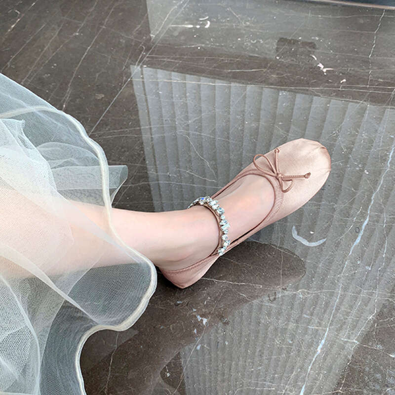 Designer Studiolee Fairy Style Rhinestone Strap French New Bowknot Single Round Toe Ballet Mary Jane Shoes