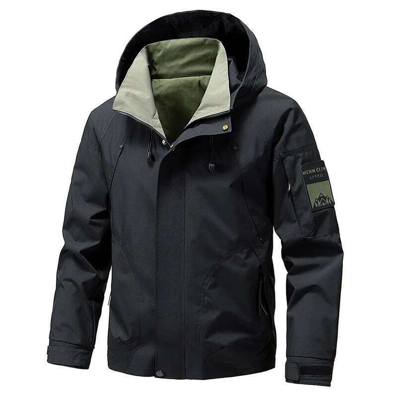 Fashion Spring Autumn Men's Casual Windbreakers Hiking Camping Jackets Hooded Outdoor Military Waterproof Coats Men Clothing