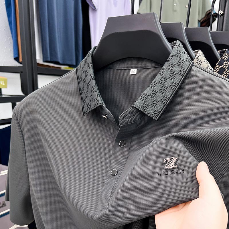 Men's Polos High End Brand Short Sleeve POLO Shirt Cool Summer Ice Silk Fashionable High-end Design Printed Breathable Casual T-shirt