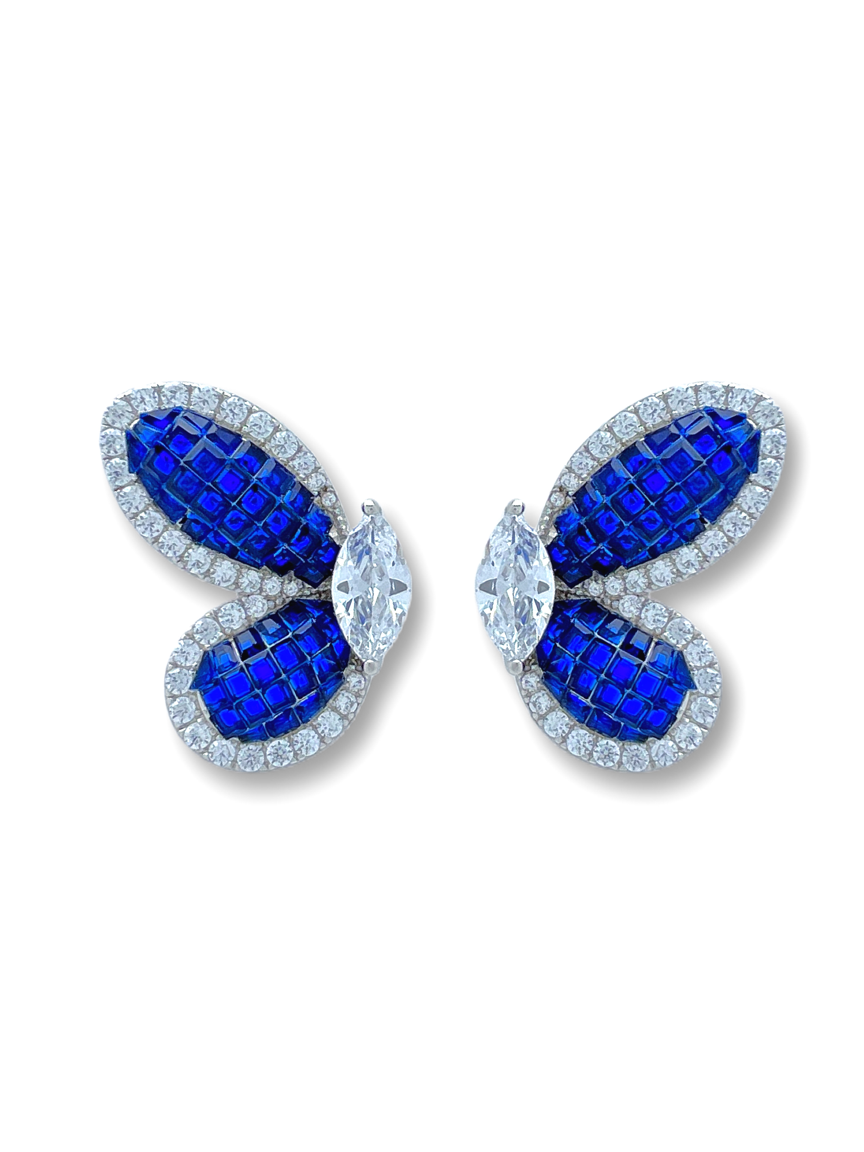 Lunaria Jewelry Blue Butterfly Earrings with 925 Sterling Silver Ear Posts Hypoallergenic Minimalist Studs, Elegant Gift for Women
