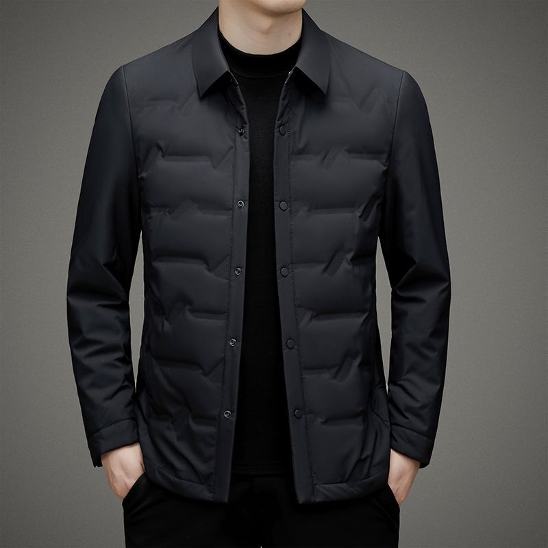 free shipping Lightweight down jacket for men in autumn and winter suitable for business and leisure with a white duck down warm shirt collar and oute