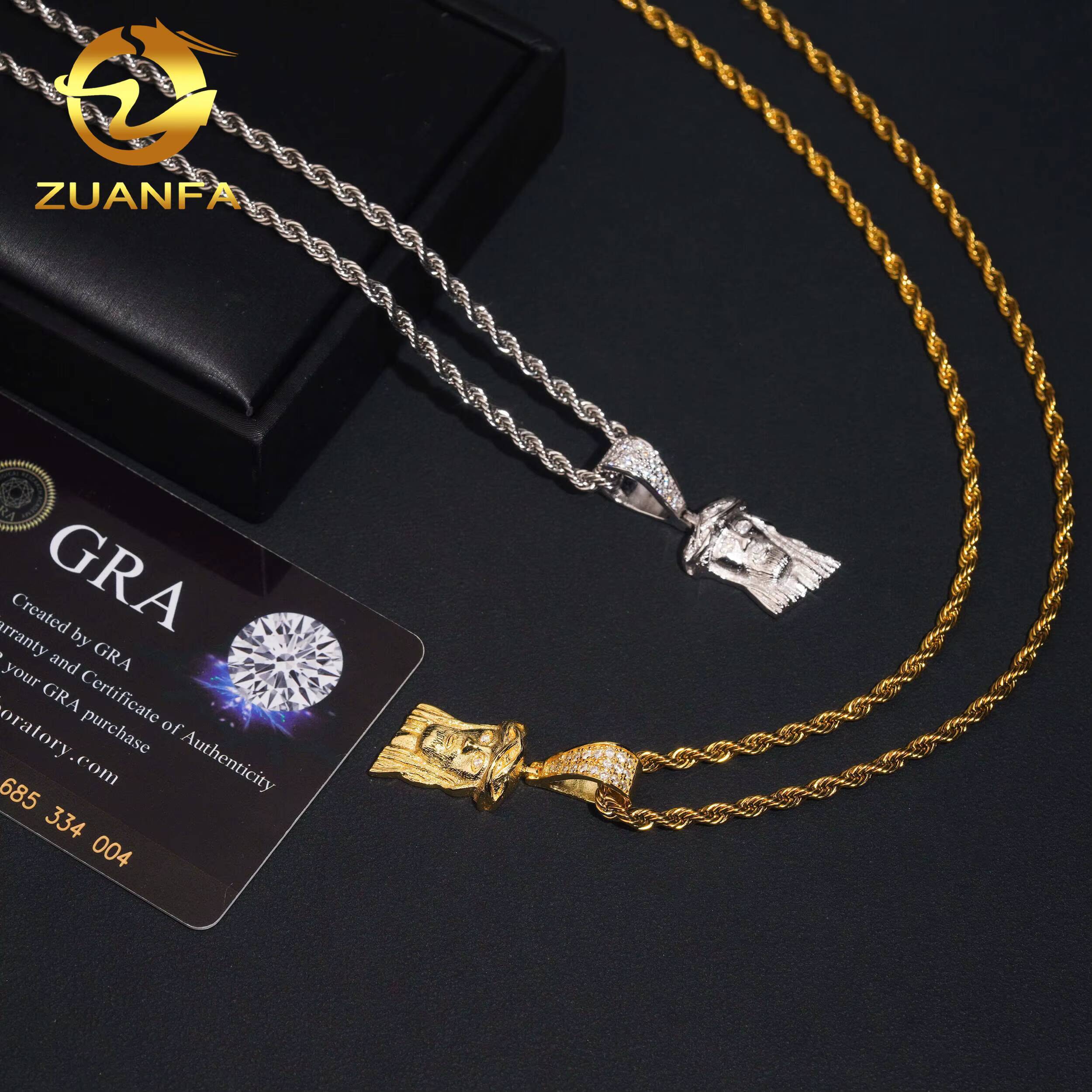 Wholesale Price Jesus Moissanite Pendant Hip Hop Iced Out Design 925 Sterling Silver Gold Plated Moissanite Pass Diamond Tester