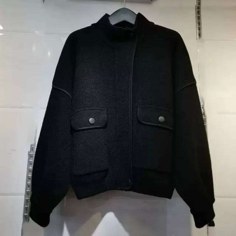 Korean Trendy Zipper Brown Jacket Men Women Thickened Loose Style 2023 Autumn Winter Casual Stand-up Collar Top Urban