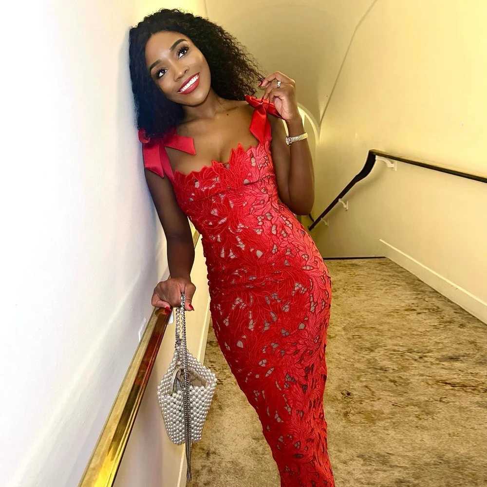2024 Elegant Evening Party Dress Sexy Floral Red Christmas Dress Bow Maxi Spaghetti Strap Date Night Dress Z250728