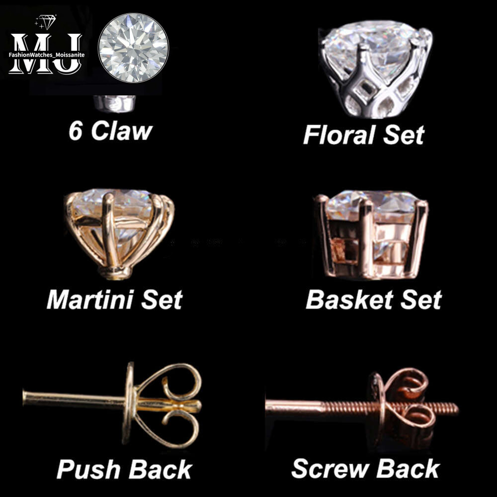 GRA Certificate Fashion Dia Jewelry Women Sterg Sier 14K Gold Stud Moissanite Earrings