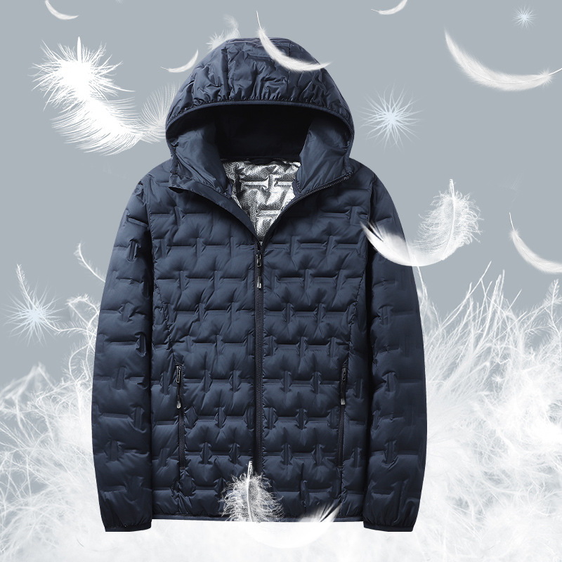 free shippingWinter fashion lightweight down jacket hooded 80 grey duck jacket mens warm jacket