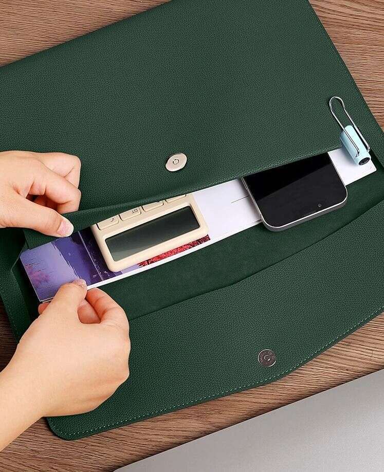 toteBag Shoulder bag ROSE NOIRE A4 Leather Handheld Document Folder File Bag Mulei Waterproof Data Business Briefcase