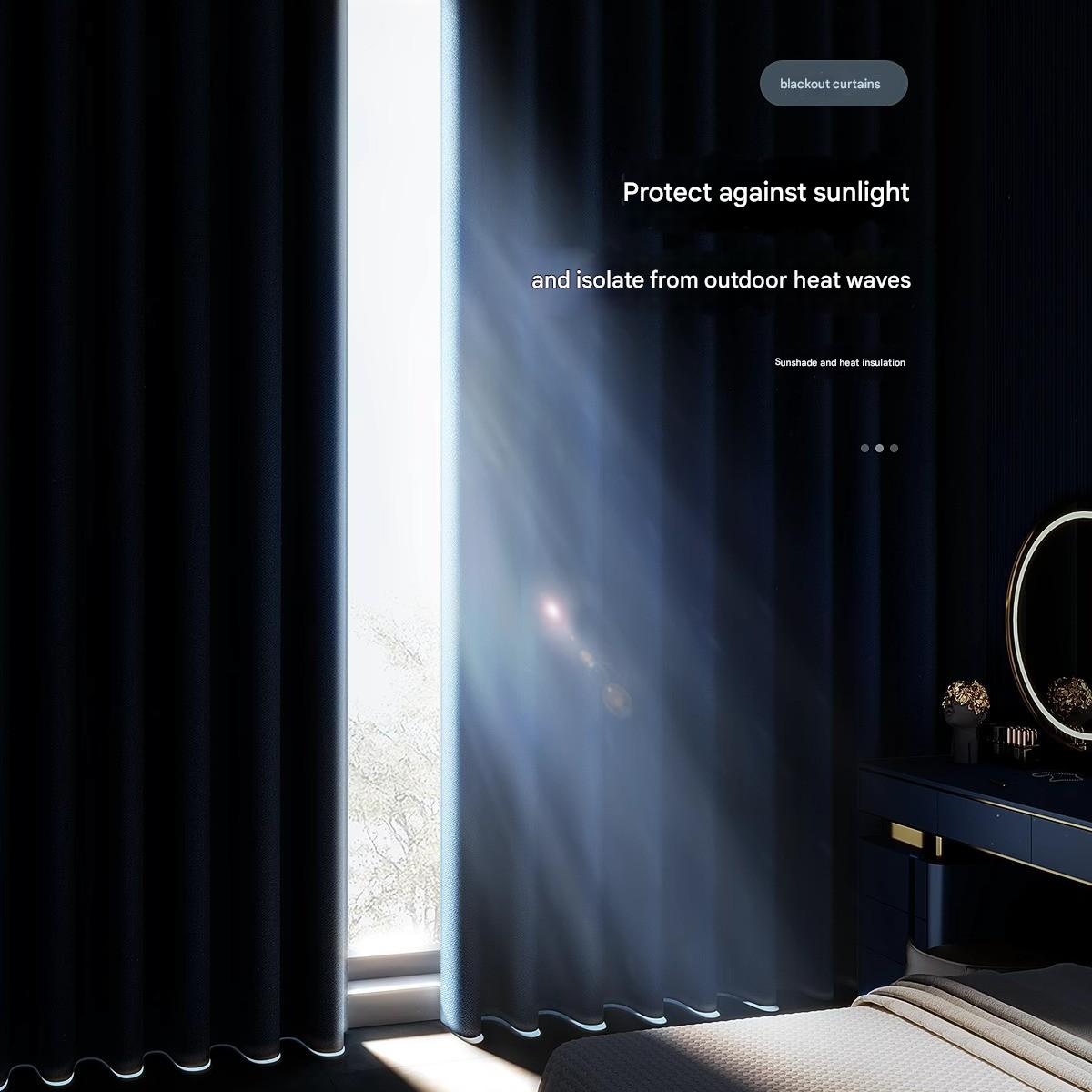 YL-36738 Punch-free sunshade curtains, fully blackout curtains, finished curtains, strong blackout and heat insulation floating curtains, blackout cur