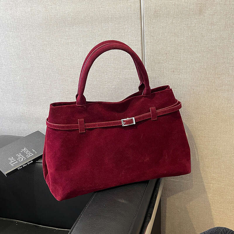 Cross-Border New Trendy Fashion Versatile Retro Suede Tote Design Handbag Shoulder Bag