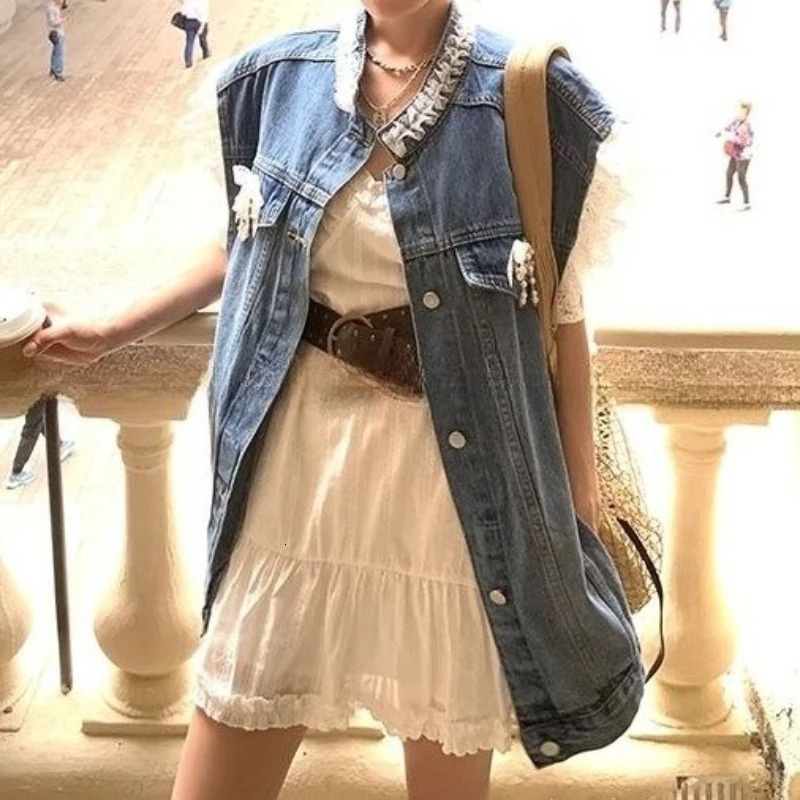 French Lace Denim Jacket 2025 Summer n Sense Relaxed Retro Tank Top Womens Vest Top 250728