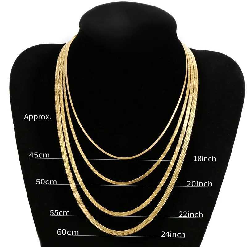 Hongtong Blade Chain Necklace for Women Men Fashion Stainless Steel Gold Color Silver Color 2/3/4/5MM 45/50/55/60CM Choker Gift XJ250708