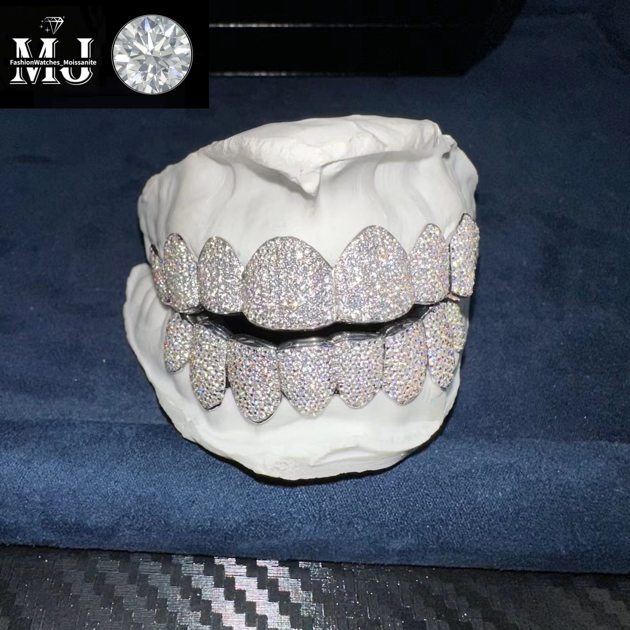 Exclusive customization Moissanite Teeth Grillz iced out Hop Sier decorative braces Real Dia Bg Tooth Grills For Men
