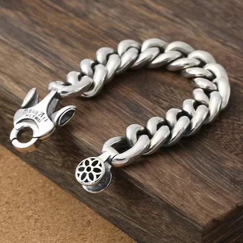 Six-character Mens Bracelet Mantra Cherry Blossom Vajra Domineering Personality Trendy Retro Lucky Jewelry 250725
