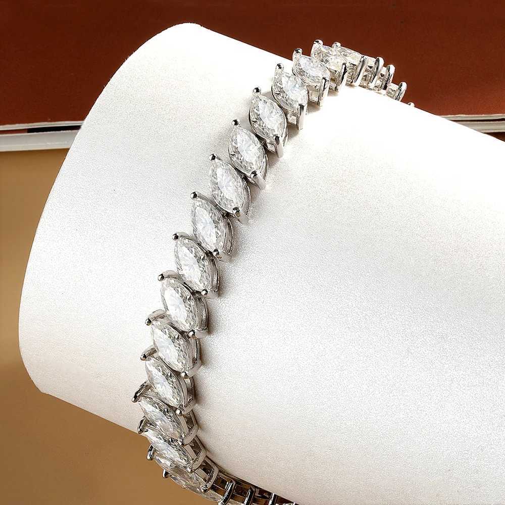 4*8mm Marquise Cut D Color Moissanite Tennis Bracelet For Women Men 100% S925 Sterling Silver Plated 18K Lab Diamond Hand Chain W250728