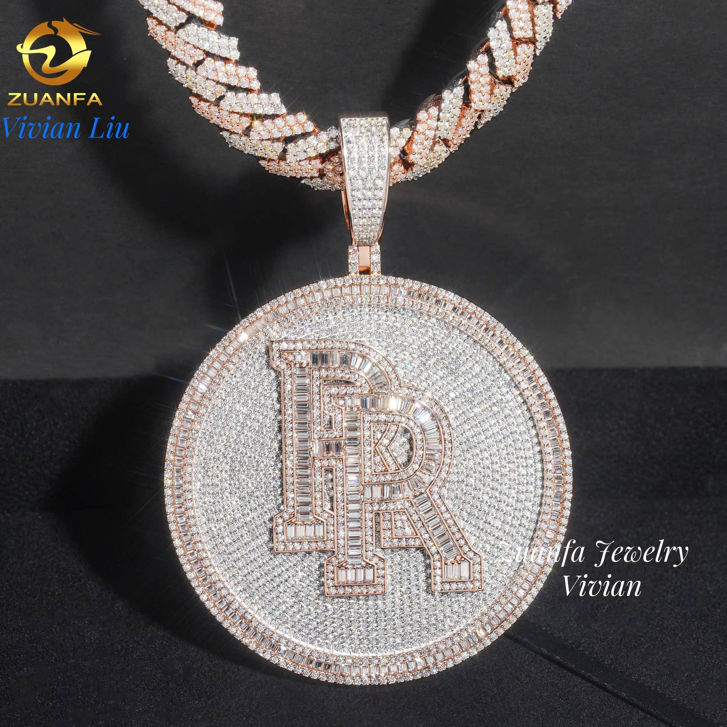 Sterling Silver 925 Pendants Vvs Moissanite Lab Diamond Custom Hip Hop Iced Out Chain Letter Name Pendant