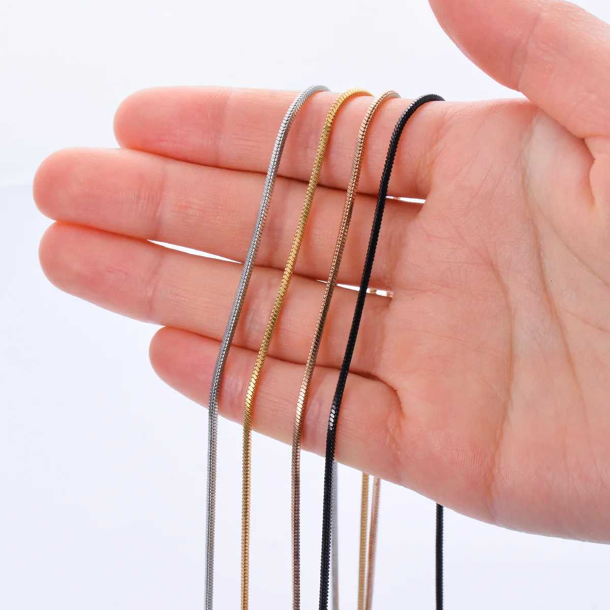 0.9/1.2/1.5/2mm Width Stainless Steel Square Snake Chain Necklace Choker DIY Gift For Men Womens Fashion Waterproof Jewelry XJ250708