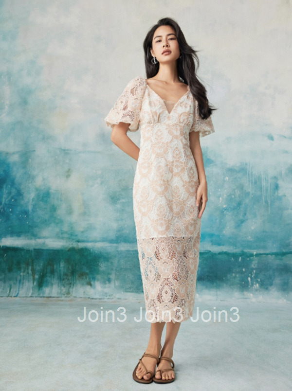 Summer New Vacation Style Hollow Embroidered High Waist Mid-Length Skirt French Elegant Lace Skirt 6855