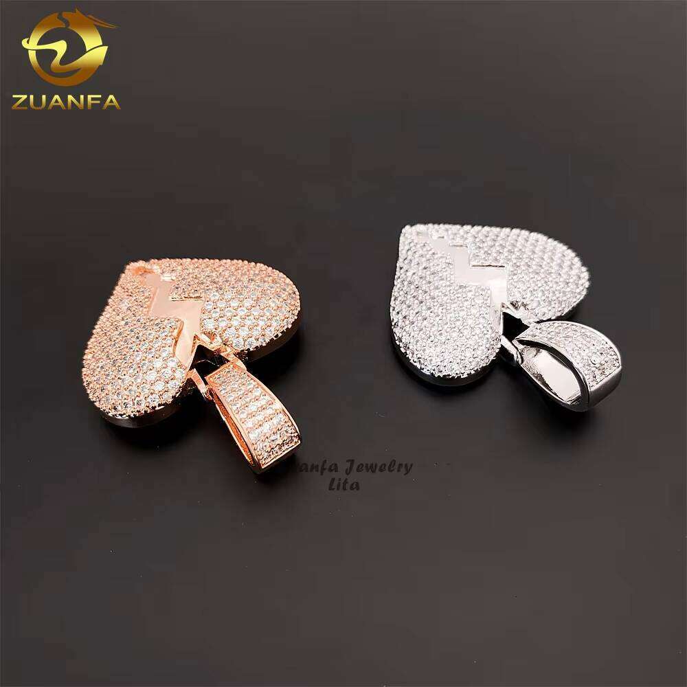 High Quality fashion vvs Silica Sier Broken Heart Men's Pendant