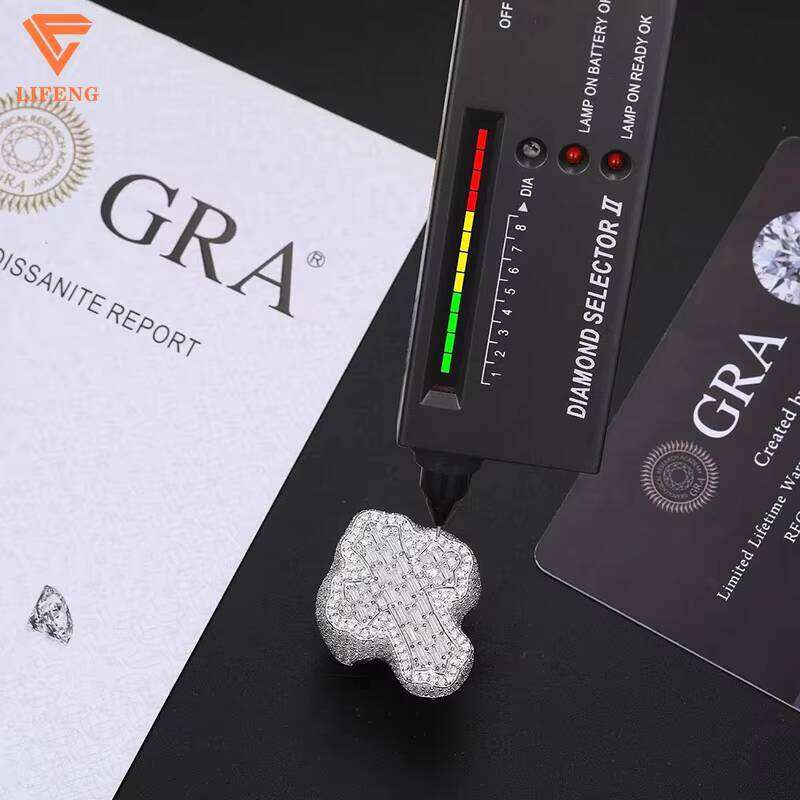 New Trendy Men's Sterling Sier Gold-Plated Baguette Cut Cross Ring VVS Moissanite Dia Custom Hip Hop