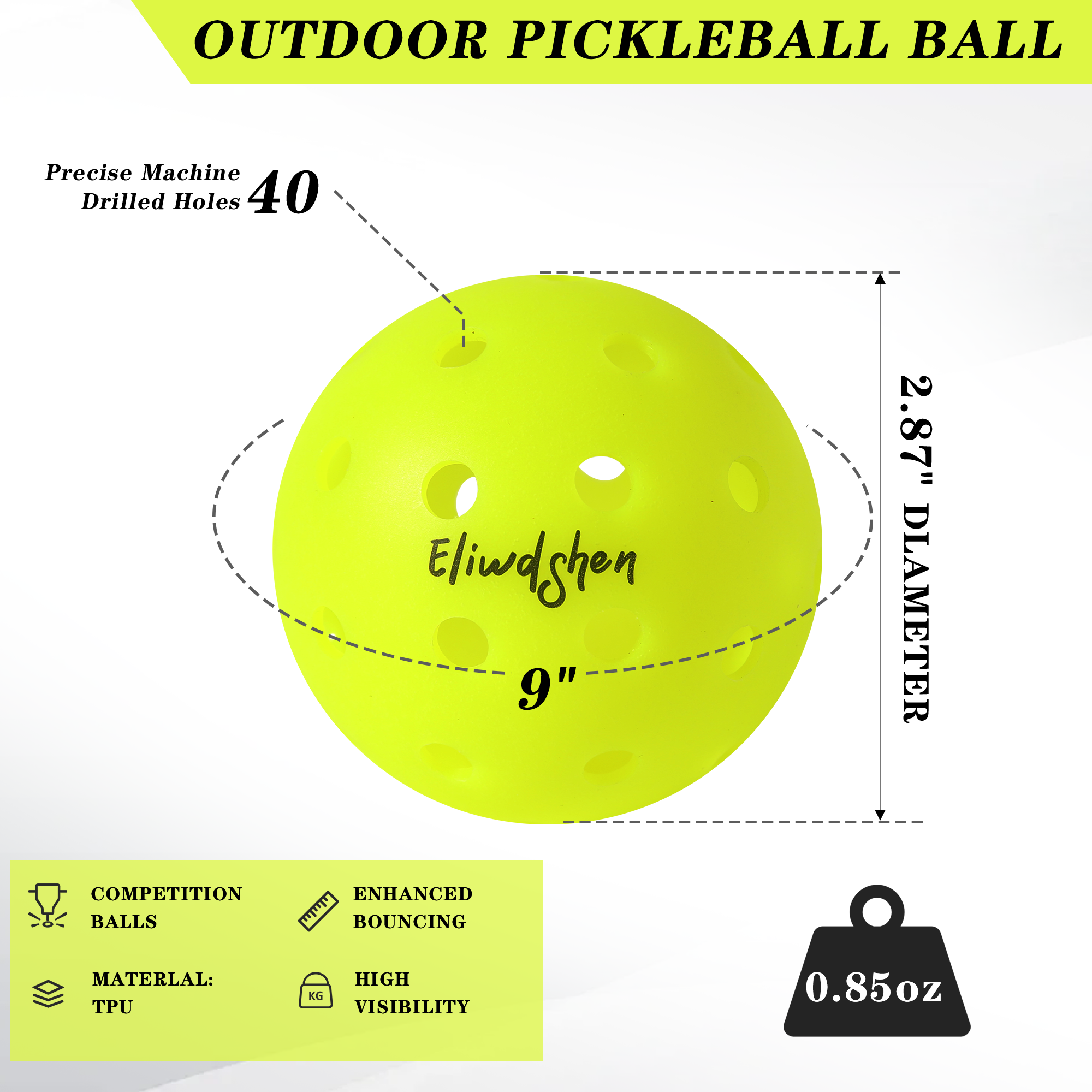 Pickleball Ball Kit: Durable 6-Pack | USAPA-Compliant Indoor & Outdoor Balls Consistent Bounce & Weather-Resistant Design for Casual Play to Competiti