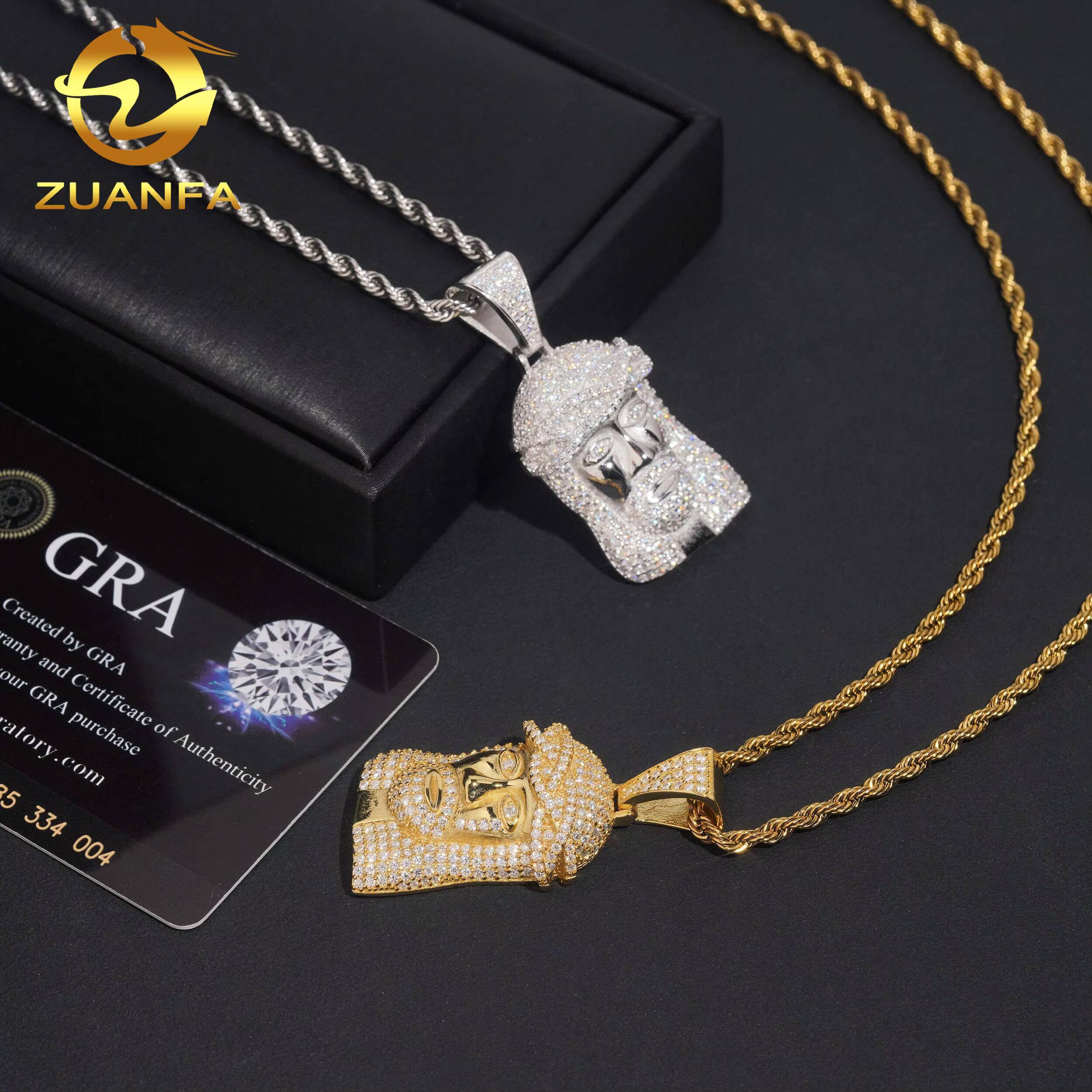 Small Size Cheaper Price Moissanite Jesus Pendant Hip Hop Iced Out Design 925 Sterling Silver Gold Plated Moissanite Pendant
