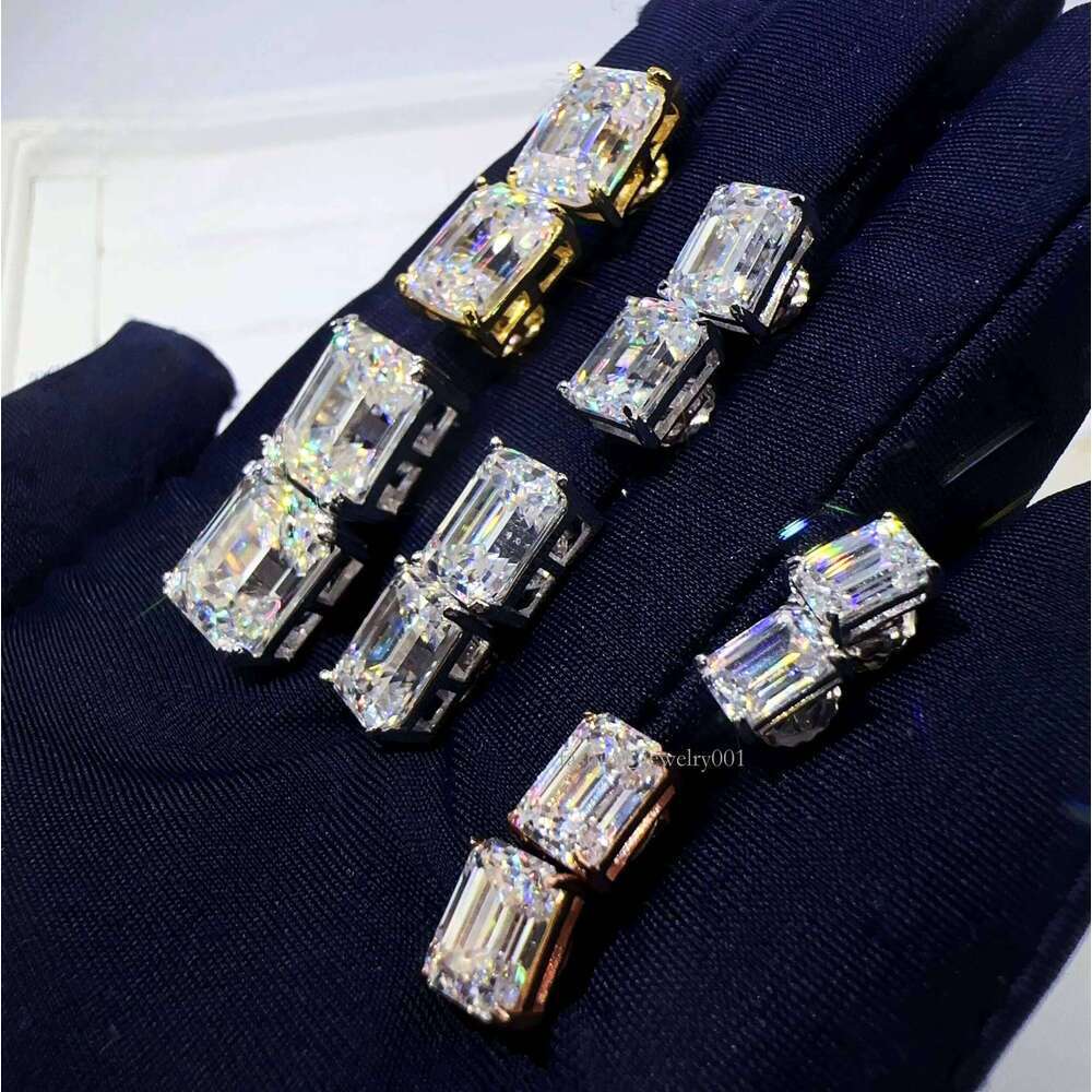 Zuanfa Wholesale Factory Price VVS Emerald Dia Sterling Sier Jewelry Screw Back Moissanite Stud Earrings