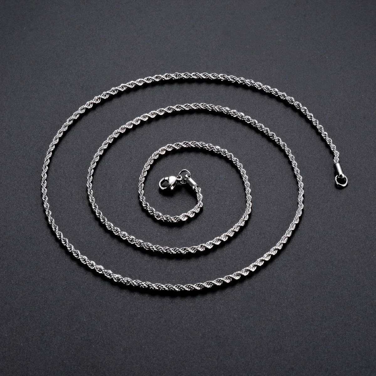 1 piece 925 sterling silver Width 2mm/3mm/4mm Rope Chain Necklace/Bracelet For Men Women Fashion Chain Necklace XJ250708