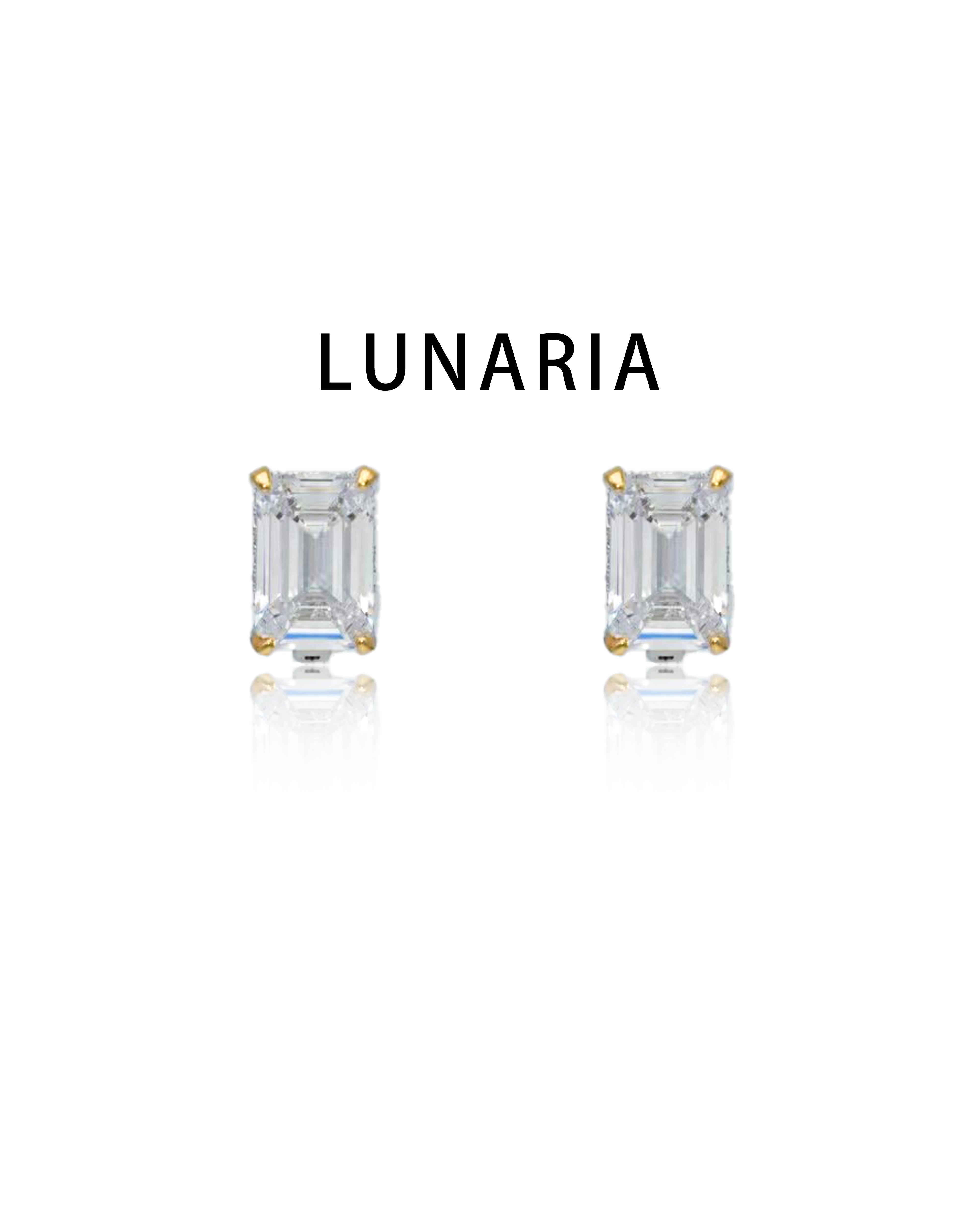 Luxurious square studs with shiny geometric cuts and contrasting gold claws