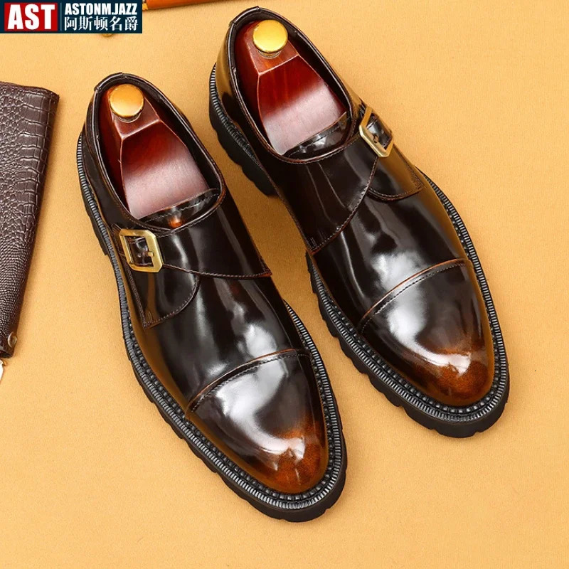 Patent Leather Mens Formal Shoes Handmade Italian Quality Fashion Buckle Genuine Leather 2025 Wedding Social Shoes Man 250723