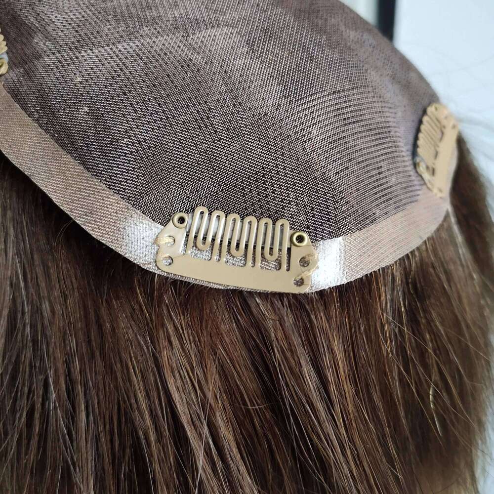 Moresoo 13*13CM Human for Women Clip in Mono and PU Top 150% Density Remy Bazilian Hair Piece Toppers Invisible